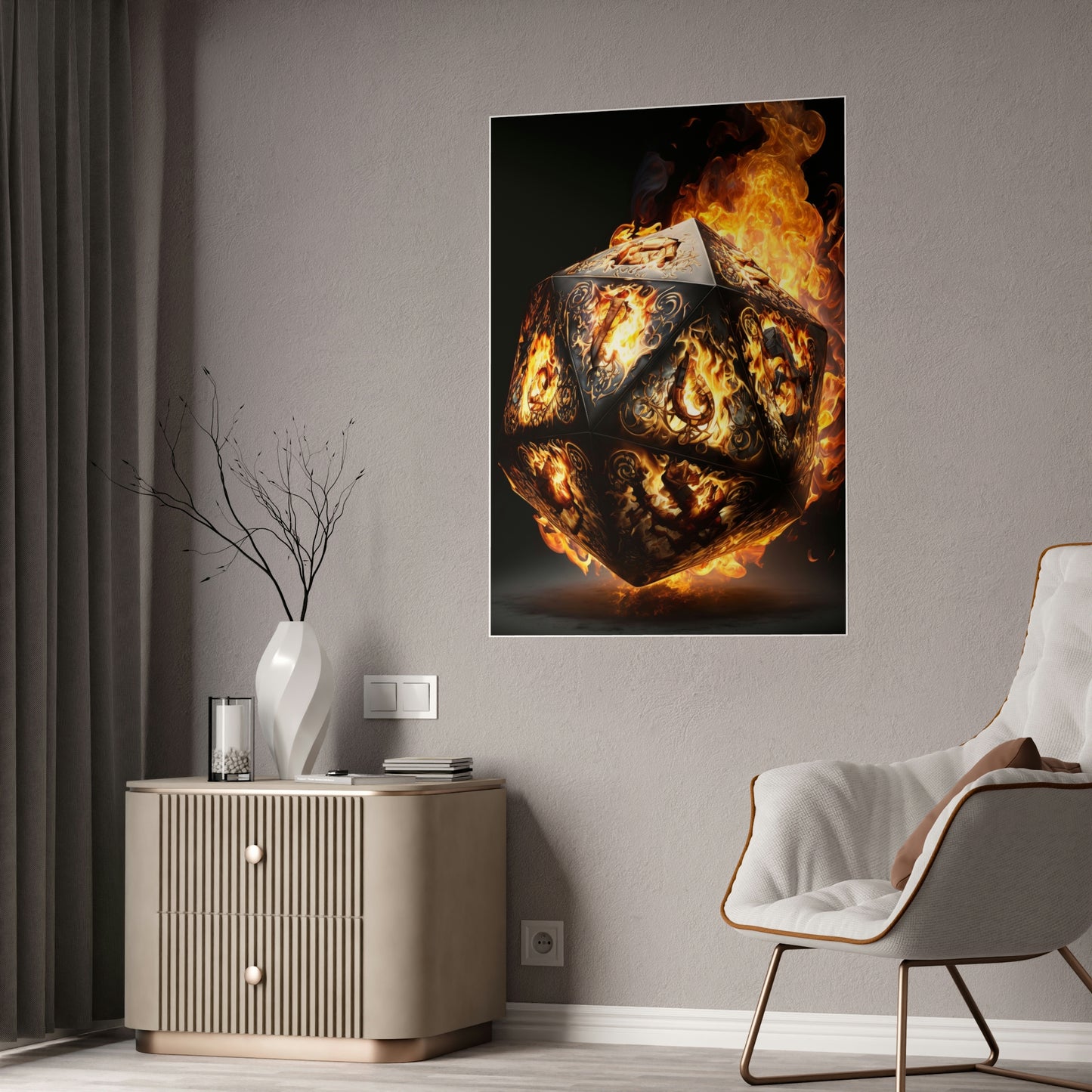 Flamed D20 Poster (Gloss)